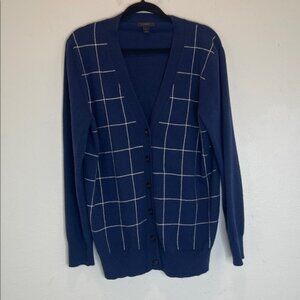 J. Crew Merino Wool Cashmere Cardigan Navy Cardigan Sweater Size: L